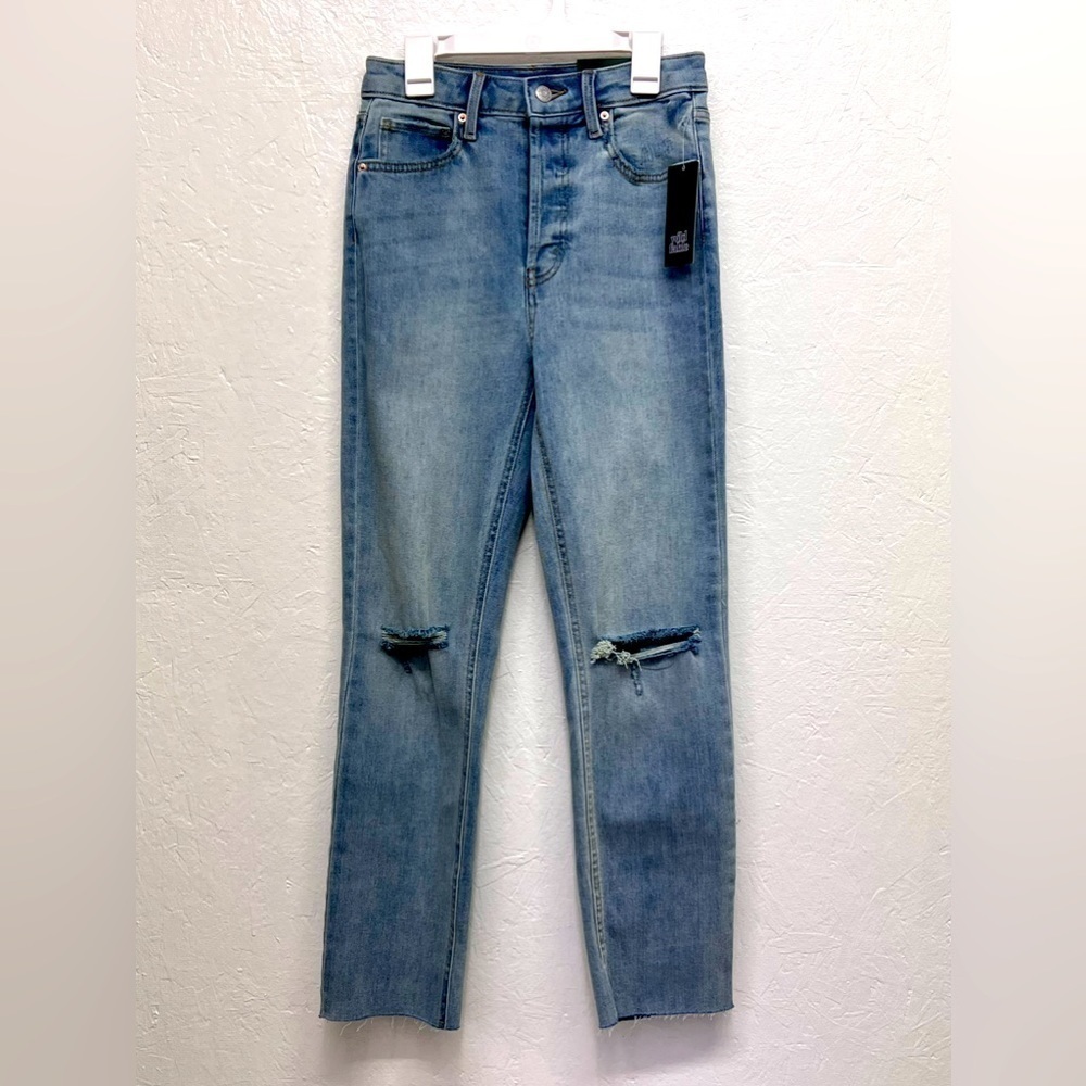 Women's Super-High Rise Distressed Slim Straight Jeans - Wild Fable™ Medium Wash
